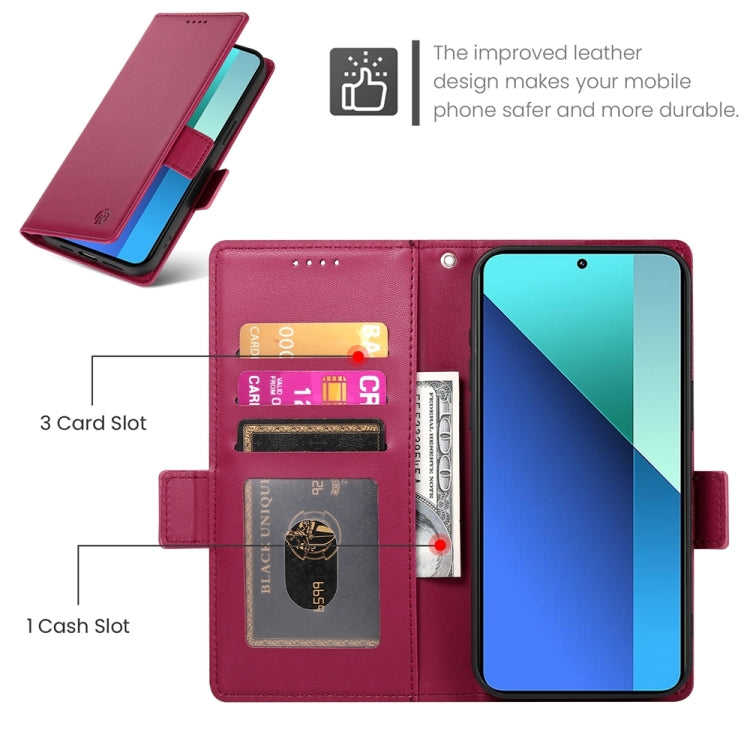 For Xiaomi Redmi Note 13 4G Side Buckle Magnetic Frosted Leather Phone Case
