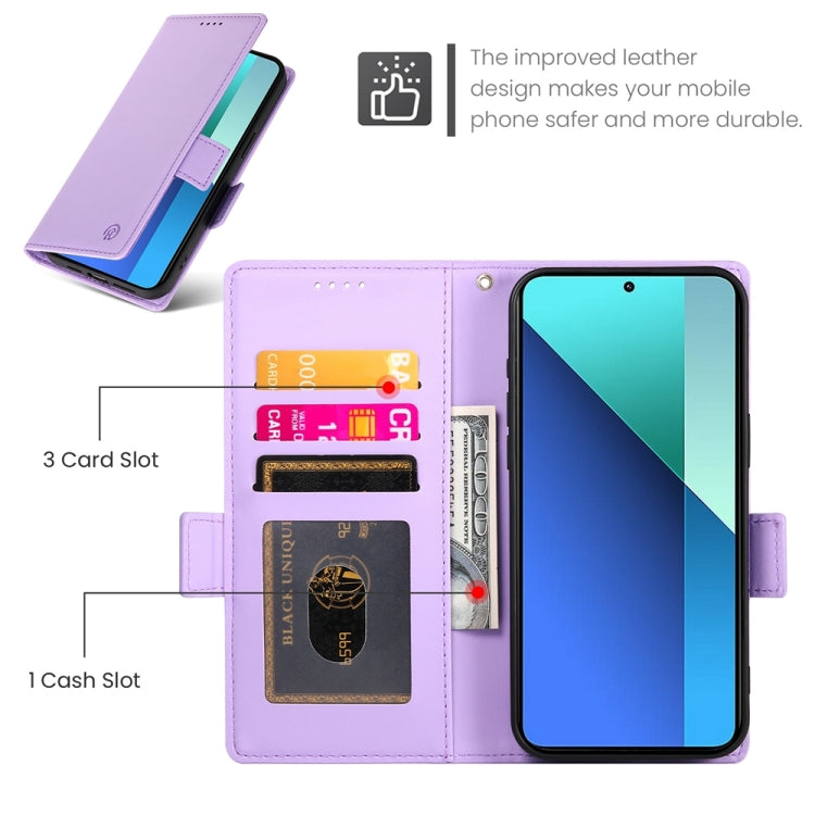 For Xiaomi Redmi Note 13 4G Side Buckle Magnetic Frosted Leather Phone Case