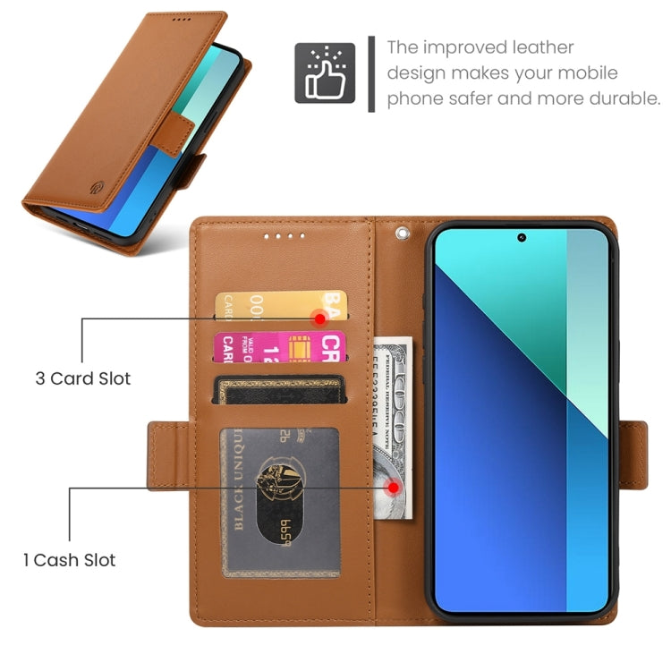 For Xiaomi Redmi Note 13 4G Side Buckle Magnetic Frosted Leather Phone Case