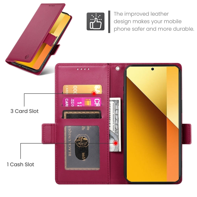 For Xiaomi Redmi Note 13 5G Side Buckle Magnetic Frosted Leather Phone Case