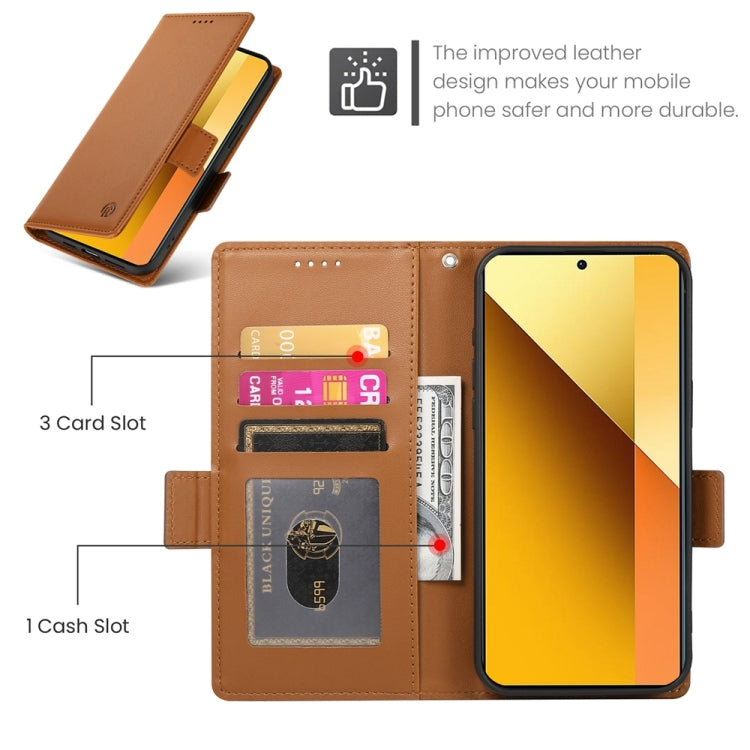 For Xiaomi Redmi Note 13 5G Side Buckle Magnetic Frosted Leather Phone Case