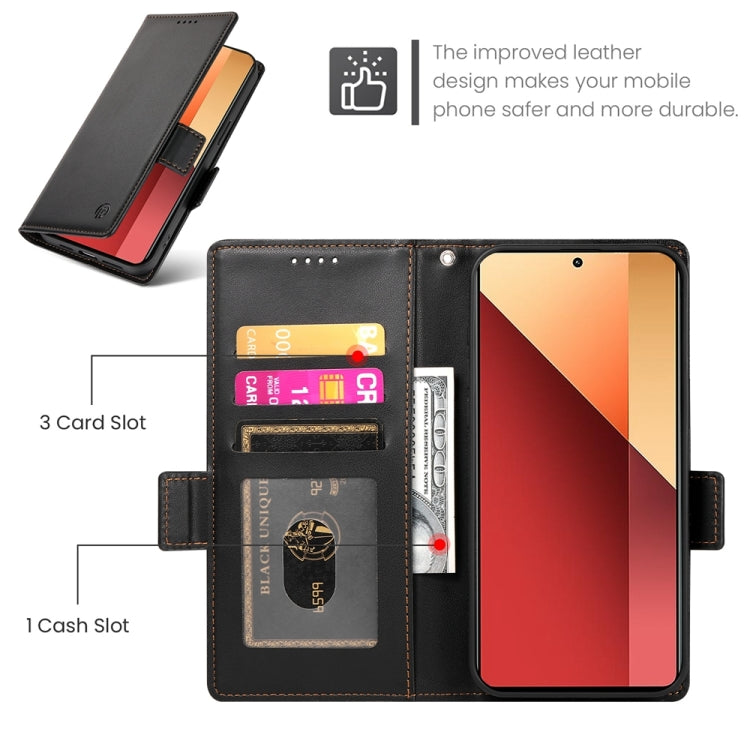 For Xiaomi Redmi Note 13 Pro 4G Side Buckle Magnetic Frosted Leather Phone Case