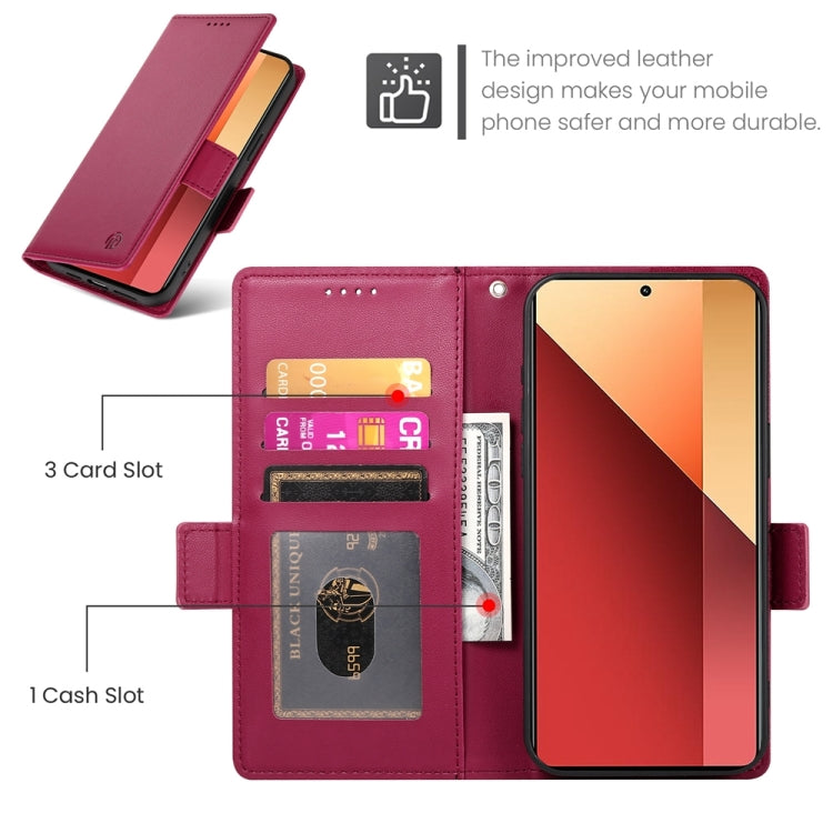 For Xiaomi Redmi Note 13 Pro 4G Side Buckle Magnetic Frosted Leather Phone Case