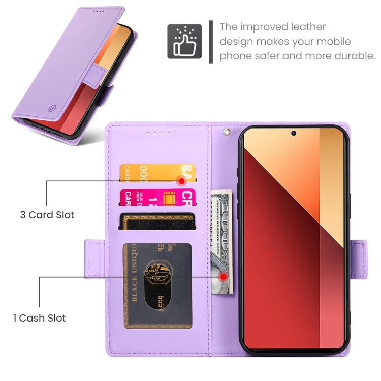 For Xiaomi Redmi Note 13 Pro 4G Side Buckle Magnetic Frosted Leather Phone Case