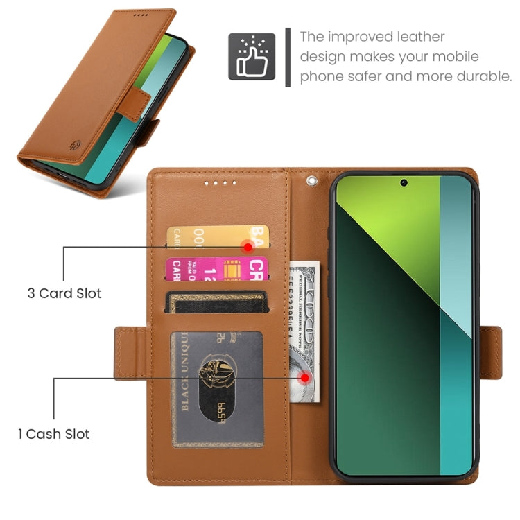 For Xiaomi Redmi Note 13 Pro 5G Side Buckle Magnetic Frosted Leather Phone Case