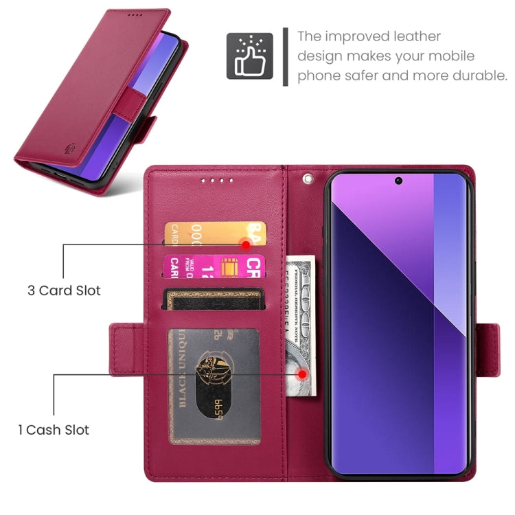 For Xiaomi Redmi Note 13 Pro+ Side Buckle Magnetic Frosted Leather Phone Case