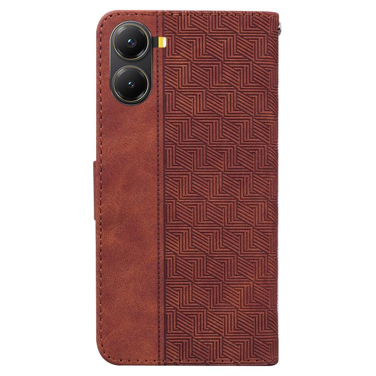 For Redmi Turbo 4 / Xiaomi Poco X7 Pro Geometric Embossed Leather Phone Case