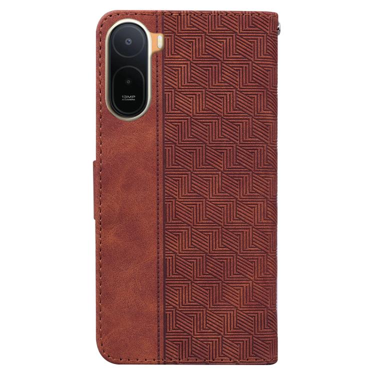 For Redmi A7 Pro 4G / 5G 171mm / Poco C85x 5G Geometric Embossed Leather Phone Case