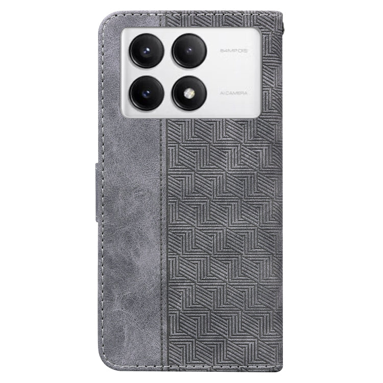 For Xiaomi Poco F6 Pro Geometric Embossed Leather Phone Case