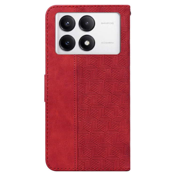 For Xiaomi Poco F6 Pro Geometric Embossed Leather Phone Case