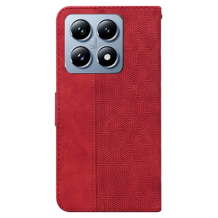 For Xiaomi 14T Geometric Embossed Leather Phone Case