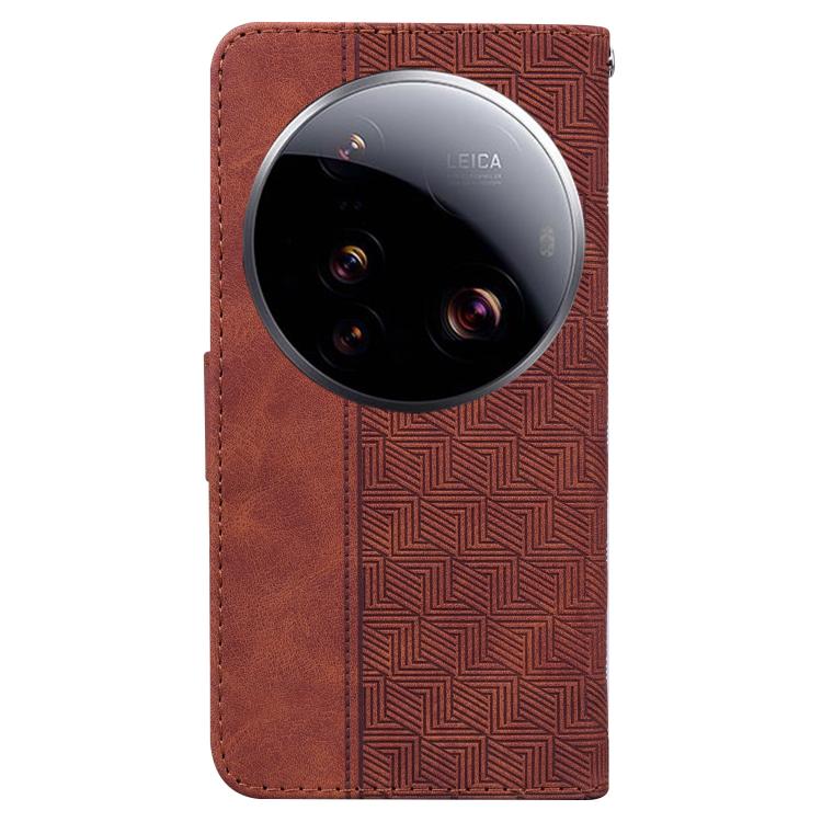 For Xiaomi 15 Ultra Geometric Embossed Leather Phone Case