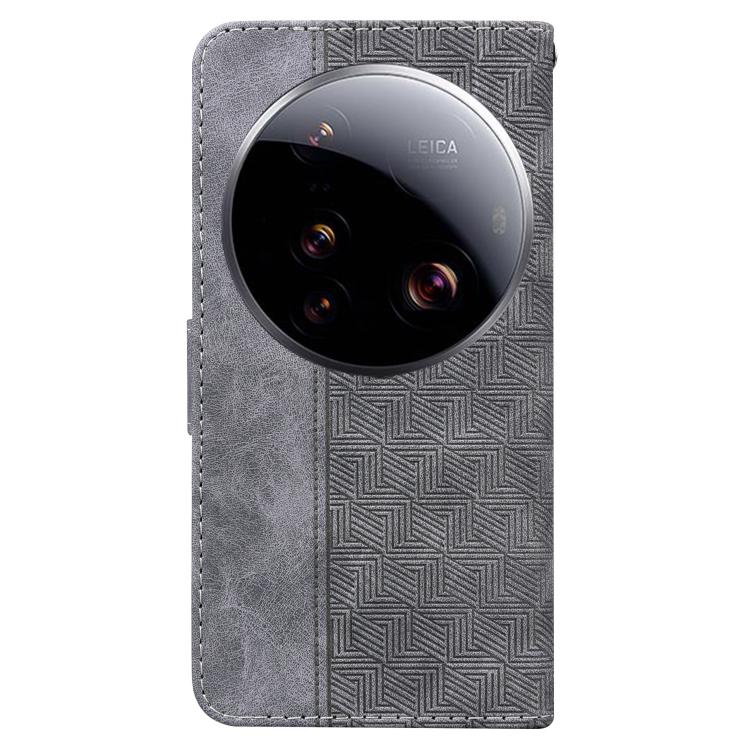 For Xiaomi 15 Ultra Geometric Embossed Leather Phone Case