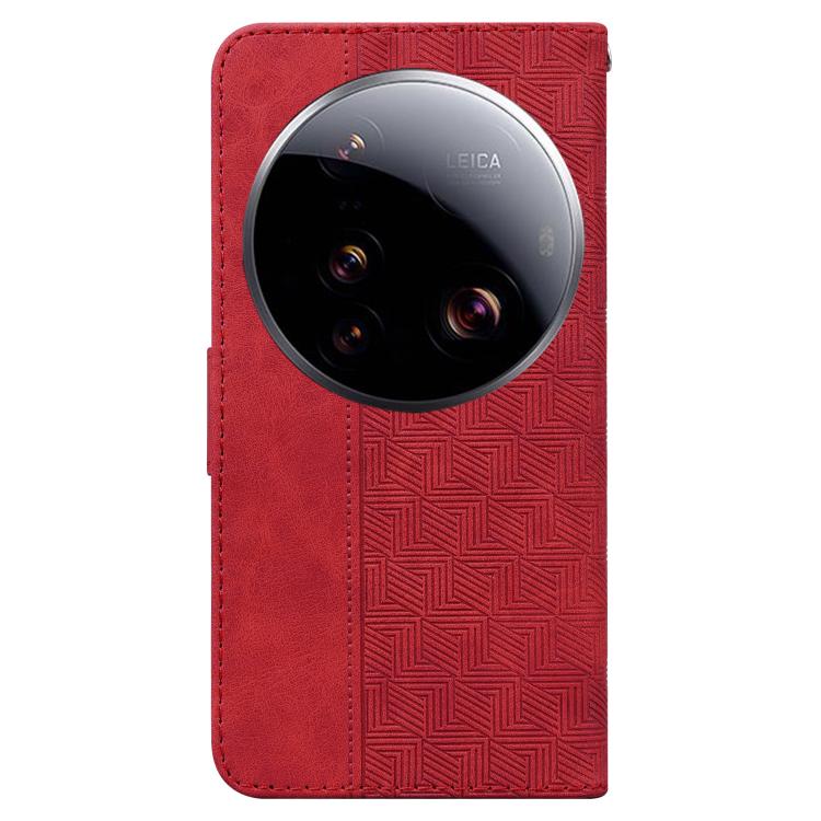 For Xiaomi 15 Ultra Geometric Embossed Leather Phone Case