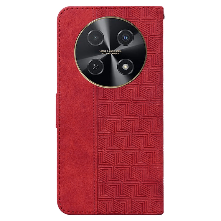 For Huawei nova 12i 4G Global Geometric Embossed Leather Phone Case