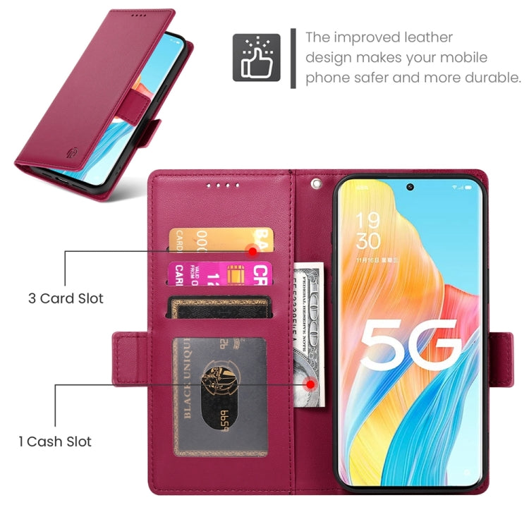 For OPPO A1 Pro / Reno8 T 5G Side Buckle Magnetic Frosted Leather Phone Case