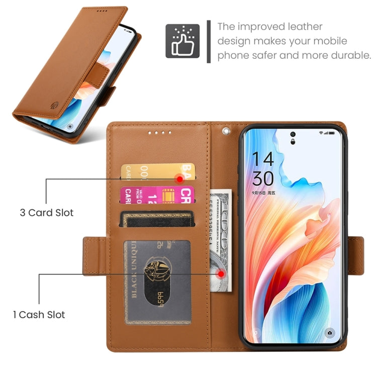 For OPPO A2 Pro / A3 Pro Side Buckle Magnetic Frosted Leather Phone Case