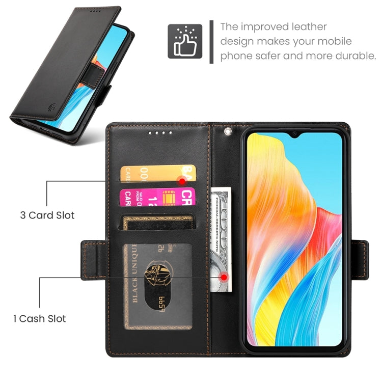 For OPPO A18 4G / A38 4G Global Side Buckle Magnetic Frosted Leather Phone Case