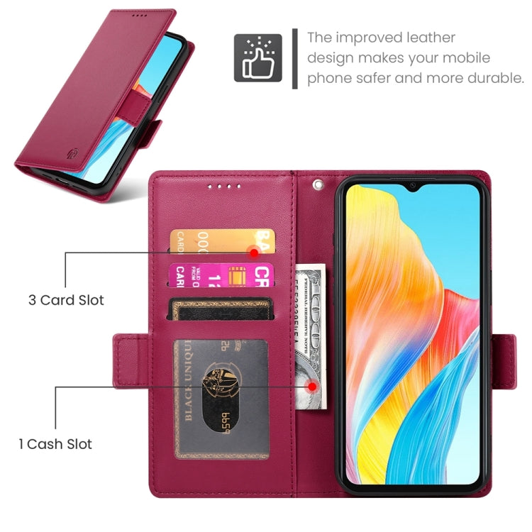 For OPPO A18 4G / A38 4G Global Side Buckle Magnetic Frosted Leather Phone Case