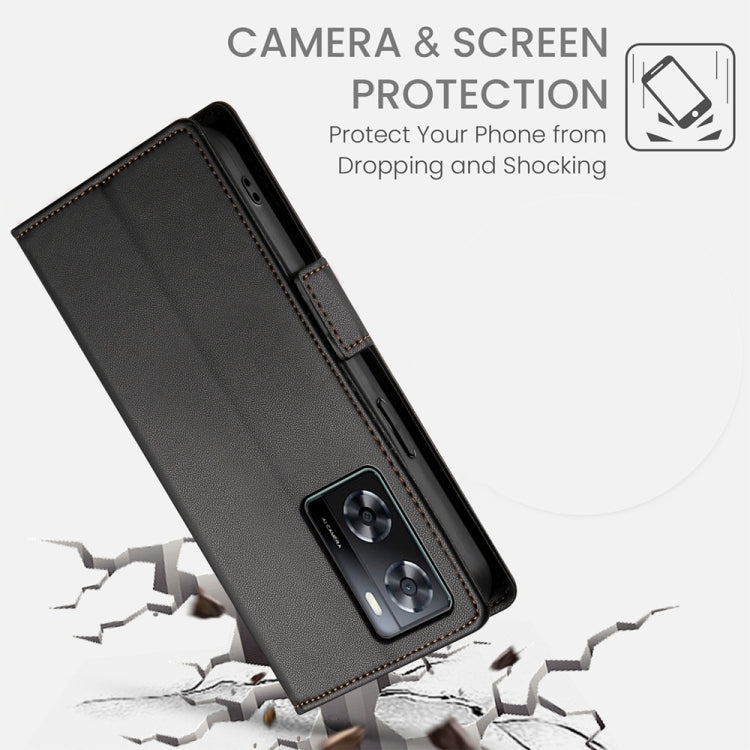 For OPPO A57 4G Global / A77 4G Global Side Buckle Magnetic Frosted Leather Phone Case