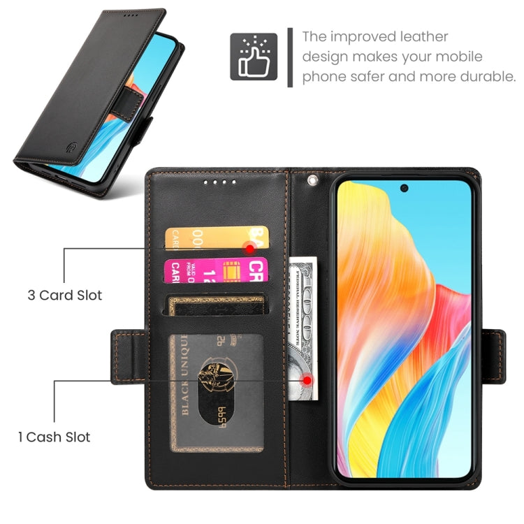 For OPPO A58 4G Global Side Buckle Magnetic Frosted Leather Phone Case