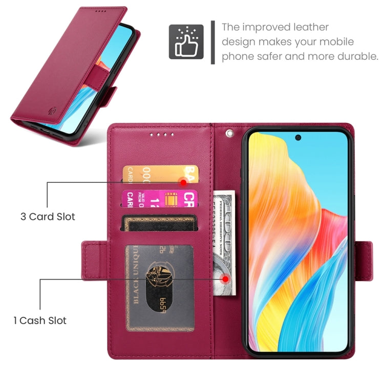 For OPPO A58 4G Global Side Buckle Magnetic Frosted Leather Phone Case