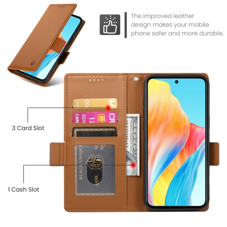 For OPPO A58 4G Global Side Buckle Magnetic Frosted Leather Phone Case