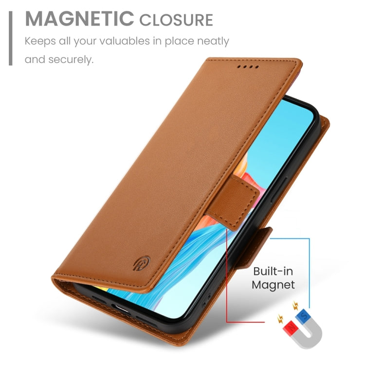 For OPPO A58 4G Global Side Buckle Magnetic Frosted Leather Phone Case