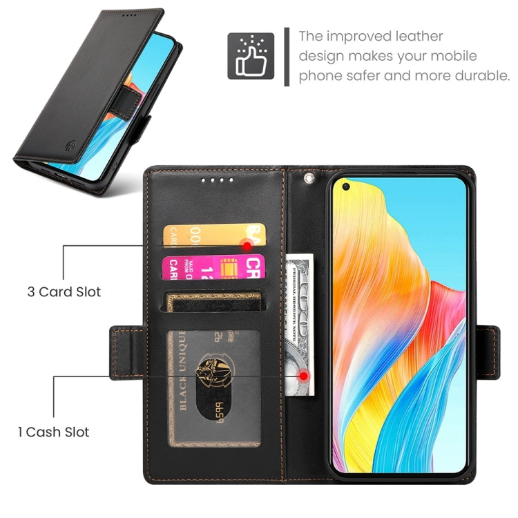 For OPPO A78 4G Global Side Buckle Magnetic Frosted Leather Phone Case
