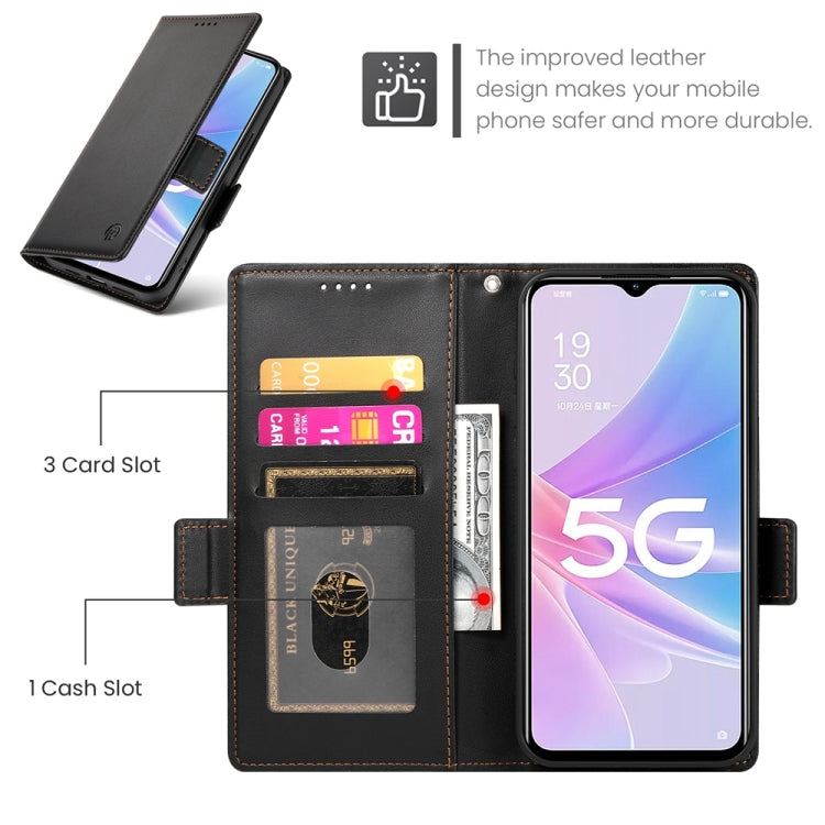 For OPPO A78 5G / A58x Global / A1x 5G Side Buckle Magnetic Frosted Leather Phone Case