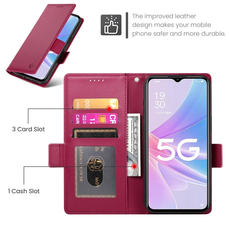 For OPPO A78 5G / A58x Global / A1x 5G Side Buckle Magnetic Frosted Leather Phone Case