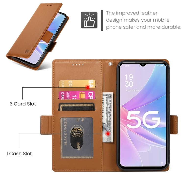 For OPPO A78 5G / A58x Global / A1x 5G Side Buckle Magnetic Frosted Leather Phone Case