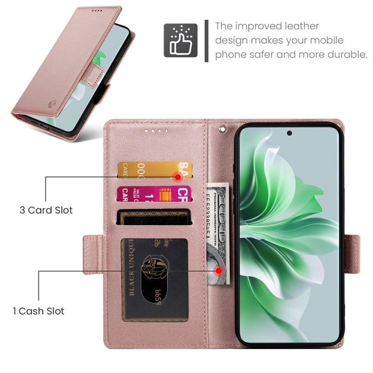 For OPPO Reno11 5G Global Side Buckle Magnetic Frosted Leather Phone Case