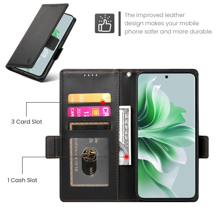 For OPPO Reno11 5G Global Side Buckle Magnetic Frosted Leather Phone Case