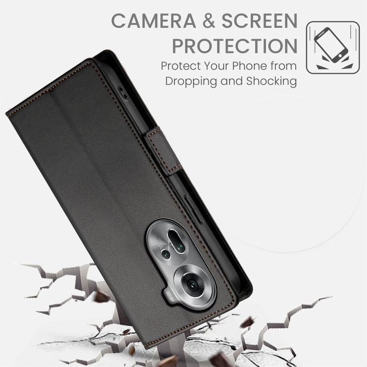 For OPPO Reno11 5G Global Side Buckle Magnetic Frosted Leather Phone Case