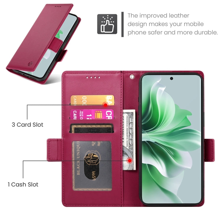 For OPPO Reno11 5G Global Side Buckle Magnetic Frosted Leather Phone Case