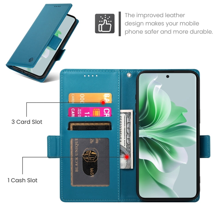 For OPPO Reno11 5G Global Side Buckle Magnetic Frosted Leather Phone Case