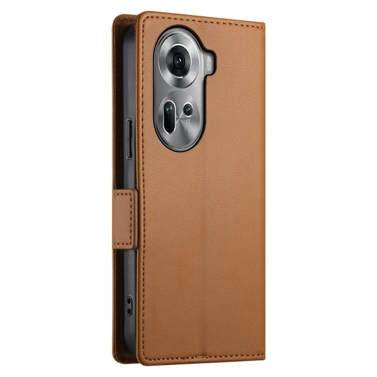 For OPPO Reno11 5G Global Side Buckle Magnetic Frosted Leather Phone Case