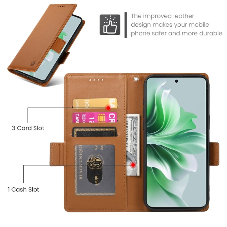 For OPPO Reno11 5G Global Side Buckle Magnetic Frosted Leather Phone Case