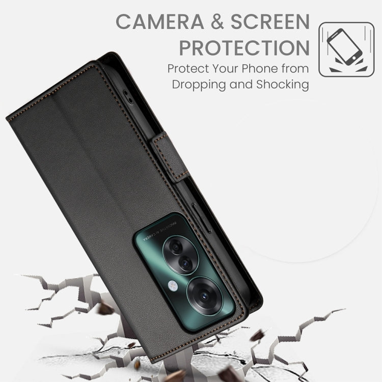 For OPPO Reno11 F Side Buckle Magnetic Frosted Leather Phone Case