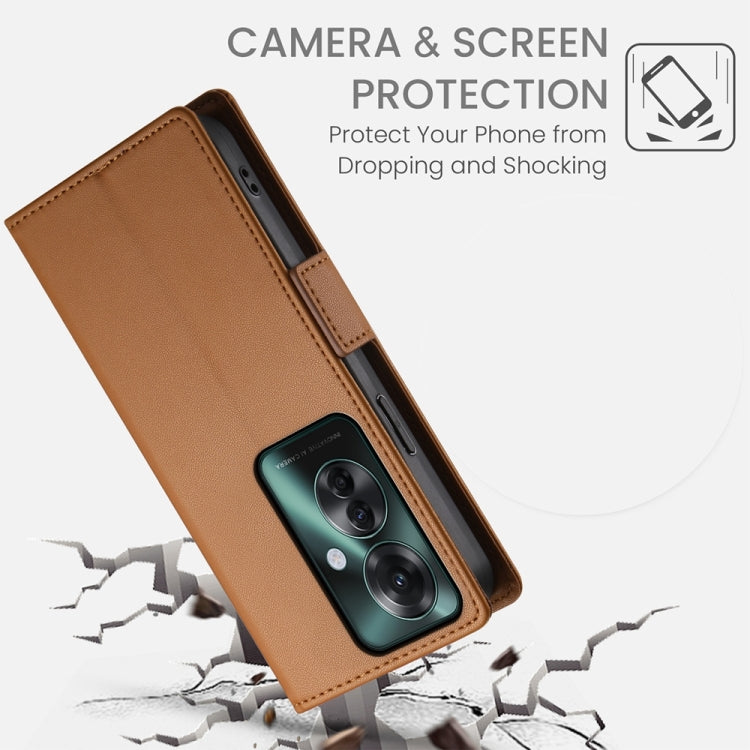 For OPPO Reno11 F Side Buckle Magnetic Frosted Leather Phone Case