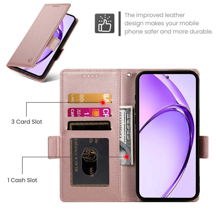For OPPO A5 5G Global / A3 Pro 5G Side Buckle Magnetic Frosted Leather Phone Case
