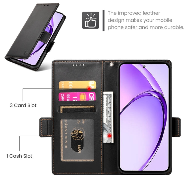 For OPPO A5 5G Global / A3 Pro 5G Side Buckle Magnetic Frosted Leather Phone Case