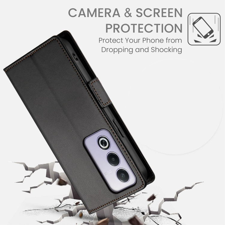 For OPPO A5 5G Global / A3 Pro 5G Side Buckle Magnetic Frosted Leather Phone Case