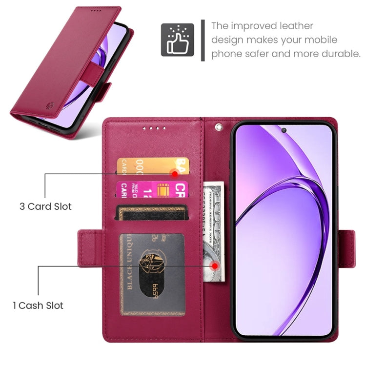 For OPPO A5 5G Global / A3 Pro 5G Side Buckle Magnetic Frosted Leather Phone Case