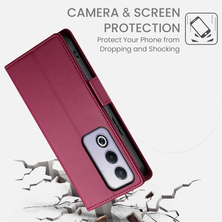 For OPPO A5 5G Global / A3 Pro 5G Side Buckle Magnetic Frosted Leather Phone Case