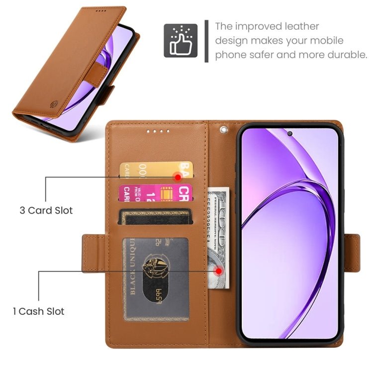 For OPPO A5 5G Global / A3 Pro 5G Side Buckle Magnetic Frosted Leather Phone Case