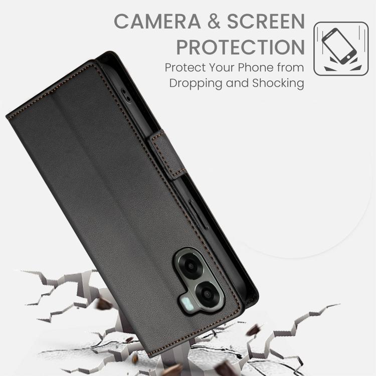 For OPPO A6x 5G / A6 5G Global Side Buckle Magnetic Frosted Leather Phone Case