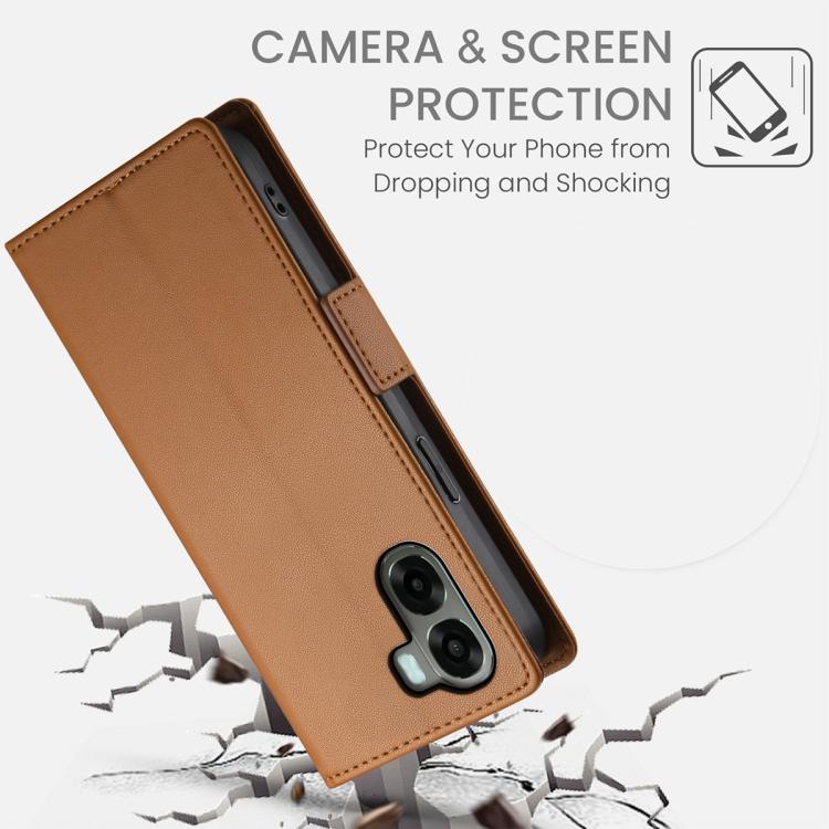 For OPPO A6x 5G / A6 5G Global Side Buckle Magnetic Frosted Leather Phone Case