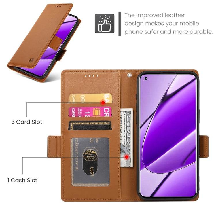 For Realme 11 4G Side Buckle Magnetic Frosted Leather Phone Case